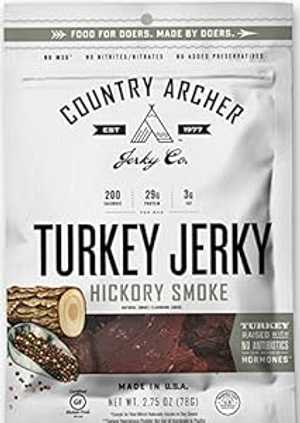 カントリー アーチャー スモーク ヒッコリー ターキー ジャーキー、2.75 オンス -- 1 ケースあたり 12 個。 Country Archer Smoked Hickory Turkey Jerky, 2.75 Ounce -- 12 per case.