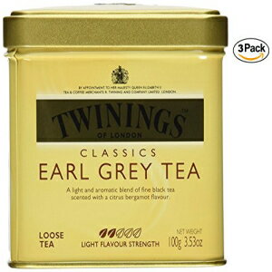 トワイニング クラシック アール グレイ ティー ルース ティー 3.53 オンス 缶 - 3 個パック Twinings Classics Earl Grey Tea Loose Tea 3.53 oz Tin - Pack of 3