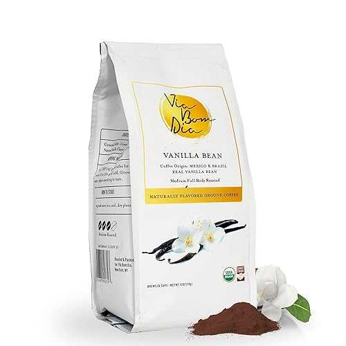 Via Bom Dia 100% Naturally Flavored Ground Coffee, Vanilla Bean, Medium Roast, No Artificial Fla..