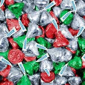 WH Candy Christmas Candy Hershey Kisses - Red, Green and Silver (3lb B...