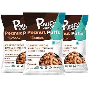 P-nuff Crunch Baked Peanut Puffs - Healthy Snacks, Gluten Free, Vegan, 20g Vegan Protein per Bag..