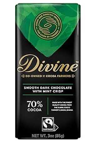 Divine Chocolate Bars - 70% Dark Chocolate with Mint Crisp - Made with...