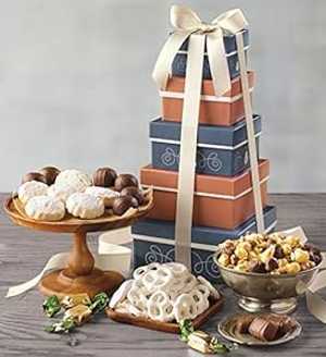 ハリー&デイビッド タワー オブ トリーツ スイート チョコレート トリュフ、ポップコーン ギフト タワー Harry & David Tower of Treats Sweet Chocolate Truffles, Popcorn Gift Tower