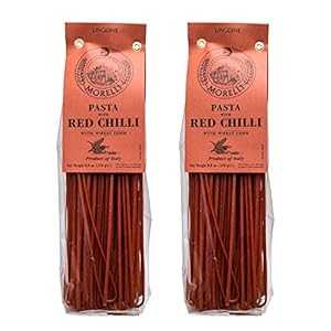 Morelli - 赤唐辛子のリングイネ パスタ、イタリア製 - 8.8オンス (250g) - 2個パック Morelli - Linguine Pasta with Red Chilli, Made in Italy - 8.8oz (250g) - pack of 2