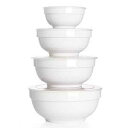 DOWAN Ceramic Bowl Set with Lids, Serving Bowls with Lids, Food Storage Container, Porcelain Prep Bowl, Small Mixing Bowls for Kitchen, Microwave & Dishwasher Safe, 64/42/22/12 Ounces, Set of 4