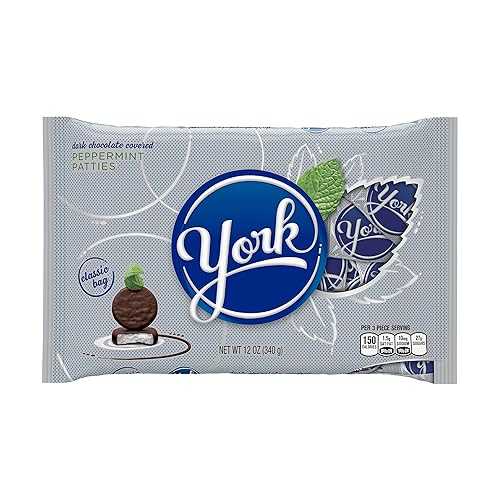 YORK ダークチョコレート ペパーミント パティ、ペパーミント キャンディ、12 オンス バッグ YORK Dark Chocolate Peppermint Patties, Peppermint Candy, 12 Ounce Bag