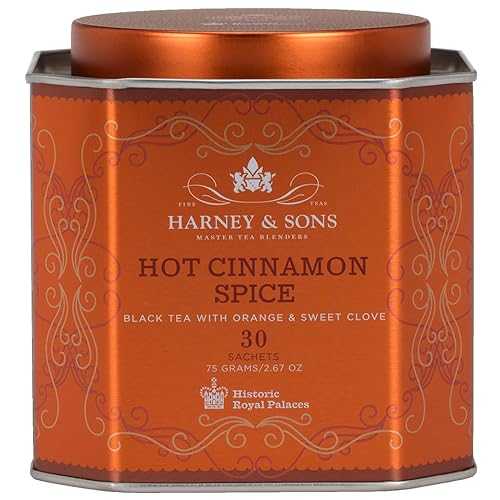 Harney & Sons Hot Cinnamon Spice Tea Tin - Black Tea with Orange & Sweet Clove - 2.67 Ounces, 30..