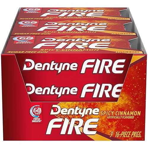 Dentyne Fire Spicy Cinnamon Sugar-Free Chewing Gum, Pack of 9 (144 Total Pieces) Dentyne Fire Spicy Cinnamon Sugar-Free Chewing Gum, Pack of 9 (144 Total Pieces)(4)