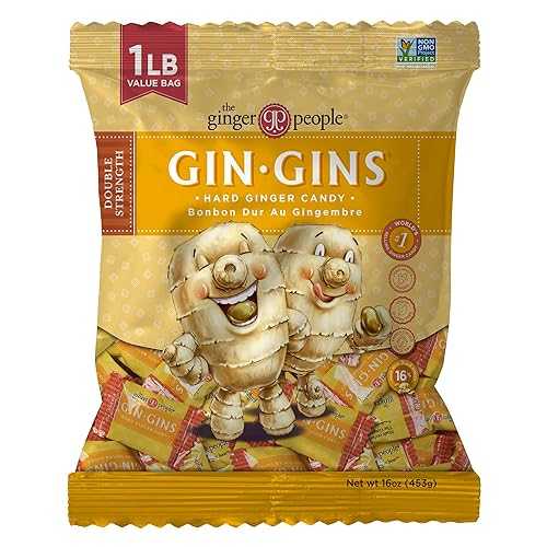 楽天GlomarketGIN GINS Double Strength Ginger Hard Candy – Natural Ginger Candy by The Ginger People – Individually Wrapped Healthy Candy – Double Strength Flavor – Large 1 lb Bag （16oz） – Pack of 1 GIN GINS Double Strength