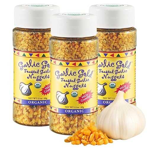 Garlic Gold Toasted Nuggets, Crunchy Roasted Garlic Seasoning, USDA Certified Organic Salad Topp..