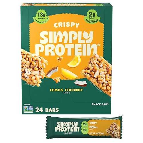 Simply Protein - Lemon Coconut Crispy Bars - Plant Based Protein Bars - Low Carb, Low Sugar, Hig..