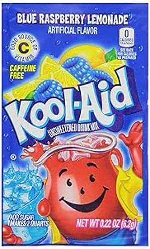 0.22 Ounce (Pack of 96), Blue Raspberry Lemonade, Kool-Aid Unsweetened Blue Raspberry Lemonade Artificially Flavored Powdered Drink Mix, 0.22 oz. Packet