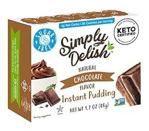 Simply Delish ナチュラル インスタント チョコレート プディング - シュガーフリー、非遺伝子組み換え、グルテンフリー、脂肪フリー、..