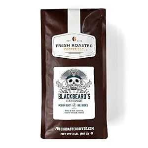 フレッシュローストコーヒー、Blackbeard'sリベンジ、2ポンド（32オンス）、ミディアムロースト、コーシャー、全粒豆 FRESH ROASTED COFFEE LLC FRESHROASTEDCOFFEE.COM Fresh Roasted Coffee, Blackbeard's Revenge, 2 lb (32 oz), Medium Roast,