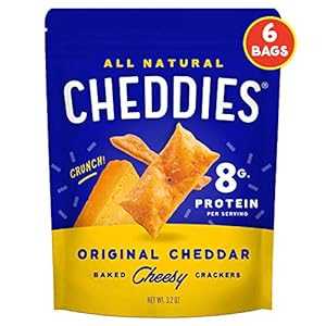 Cheddies, All Natural Protein Packed Cheddar Crackers, Cheddar Cheese, 4.5 Ounce, (Pack of 6), 8g Protein, Low Carb