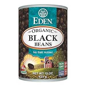 Eden オーガニック黒豆、15 オンス缶、食塩不使用、非遺伝子組み換え、グルテンフリー、ビーガン、コーシャー、米国産、加熱して提供、マクロビオティック、タートルビーンズ、フリホル ネグロ、キャビア クリオロ Eden Organic Black Beans, 15 oz Can, No S