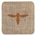 Caroline's Treasures Yellow Jacket Burlap and Brown Foam Coasters (Set of 4), 3.5" H x 3.5" W, Multicolor