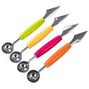 Garden Of Arts Stylish Dual Purpose Melon Baller Fruit Carving Knife, Fruit Slicer, Watermelon Scoop, Melon Digger, Fruit Baller, Ice Cream Spoon Set Of 2