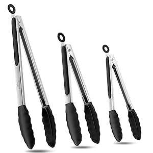 Bnlcd キッチントング、プレミアムステンレススチール製ロッククッキングトング、シリコンチップ付き、..