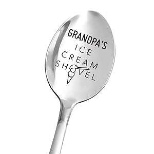 最高のおじいちゃんへのギフト – おじいちゃんのアイスクリームシャベルスプーン彫刻 – 面白いアイスクリームスプーンステンレススチール – 孫娘、孫妻からのおじいちゃんへのギフト – おじいちゃん、父の日/誕生日/クリスマスギフト Aakihi Best Grandpa Gi