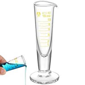 Baluue 10mL Lab Graduated Cylinder, Glass Measuring Cup With Spout Wid...