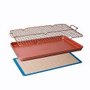 CasaWare 究極業務用重量 15 x 10 x 1 インチ クッキーシート/冷却グリッド/シリコンマット耐熱皿セット 3 個 (ローズゴールド御影石) C...
