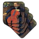 3dRose CST_171444_3 Upaupa Schneklud by Paul Gauguin, Man Playing a Cello Ceramic Tile Coasters, Set of 4
