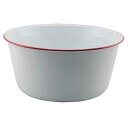 CWI Vintage Style White Enamel Mixing Bowl with Red Trim