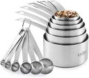 Laxinis World Stainless Steel Measuring Cups and Spoons Set, Heavy Duty 12 pcs s...