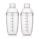 ATRDTO Plastic Shaker Cocktail 700cc / 24 oz Drink Mixer with Marks Clear Milk Tea Wine Shaker Bar Mixing Tool (24oz *2)