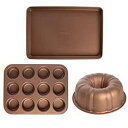 Food & Wine (3 Piece) Nonstick Bakeware Set Bundt Cake Pan Muffin Tin Baking She...
