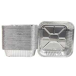 Waytiffer 50pack- 8 x 8 Aluminum foil Pans Disposable,Heavy Duty Square baking Cake Pans, Cooking Tins Homemade Breads Oven Pans,Foil Pans, Baking cake Pans Roasting Pans