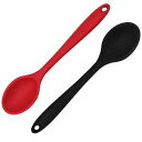 Mobey 2 Packs Silicone Nonstick Mixing Spoon, BPA Free and Food Grade Serving Cooking Spoon, High Heat Resistant to 480 F, Hygienic Design Cooking Utensil for Mixing & Serving