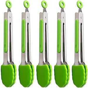 Winning team 5 Pack Kitchen Tongs Set 7-Inch Small SiliconeTongs Heavy...