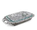 Arthur Court Metal Pyrex Glass Casserole Dish Holder Grape Pattern Sand Casted i...