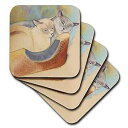3dRose CST_23299_3 猫 2 匹の猫 トンキニーズ猫 寄り添うパステル画 ペットポートレート 猫 猫ベッド セラミックタイルコースター 4枚セット 3dRose CST_23299_3 Cats Two Cats Tonkinese Cats Cuddling Pastel ting Pet Portrait Cats Cat Bed-C(3)