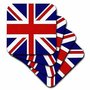 3dRose CST_62560_1 ユニオン ジャック 旧英国海軍旗 ソフト コースター、4 個セット 3dRose CST_62560..
