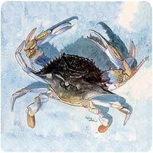 Caroline's Treasures クラブフォームコースター (4 枚セット)、高さ 3.5 インチ x 幅 3.5 インチ、マルチカラー Caroline's Treasures Crab Foam Coasters (Set of 4), 3.5