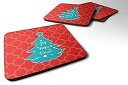 Caroline's Treasures クリスマスツリー レッド ティール フォーム コースター 4 個セット、3.5、マルチカラー Caroline's Treasures Christmas Tree Red Teal Foam Coaster Set of 4, 3.5, Multicolor