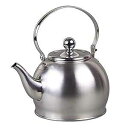 Creative Home 72258 ロイヤル ステンレススチール ホイッスル ティー ケトル 取り外し可能なインフューザーバスケット付き 折りたたみハンドル 1クォート Creative Home 72258 Royal Stainless Steel Whistling Tea Kettle with Removable Infuser B(3)