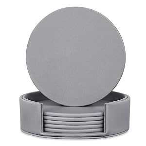 Hoopoton 6 Pieces Grey Coasters, Coasters for Drinks with a Holder Cup...