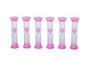 I-MART 6 Pcs Plastic 2 Minutes Sand Timer Sandglass Hourglass Sand Clock, Pink