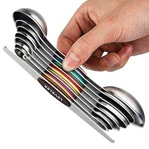 YellRin Magnetic Measuring Spoons Set of 8 Stainless Steel Dual Sided ...