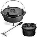 Uno Casa 6Qt Cast Iron Camping Dutch Oven with Lid Lifter and Storage Bag - Cast...
