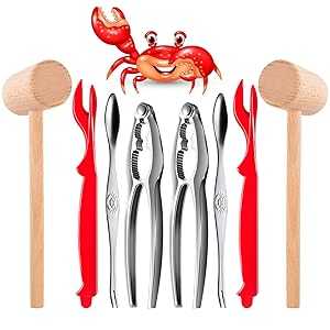 FFNIU Crab Crackers and Tools - Crab Leg Crackers and Tools Including 2 Lobster Crab Crackers 2 ..