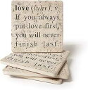 CoasterStone 吸収性コースター Drinks Love、幅 4.25 インチ、4 個セット CoasterStone Absorbent Coaster Drinks Love, 4.25 Inches Wide, Set of Four