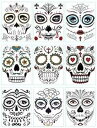 DaLin 9 枚フローラル デイ オブ ザ デッド シュガー スカル 一時的なフェイス タトゥー キット ハロウィン用 DaLin Temporary Tattoo DaLin 9 Sheets Floral Day of the Dead Sugar Skull Temporary Face Tattoo Kit for Halloween