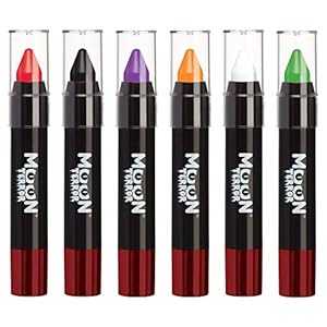 Halloween Face t Stick Body Crayon by Moon Terror, SFX Make up - Set of 6 - Special Effects Make up - 0.12oz Halloween Face t Stick Body Crayon by Moon Terror, SFX Make up - Set of 6 - Special Effects Make up - 0.12oz