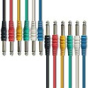 AXA AXCESSABLES AxcessAbles 1/4 (6.35mm) TS to 1/4 (6.35mm) TS Unbalanced Mono Multi-Color Patch Cables 6 Pack (3ft) Outboard Gear & Patchbay Studio Cables External Effects Digital Analog Effects