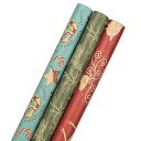 K-Kraft Vintage Prints Christmas Kraft Wrapping Paper Sets - 112.5 Square feet p...